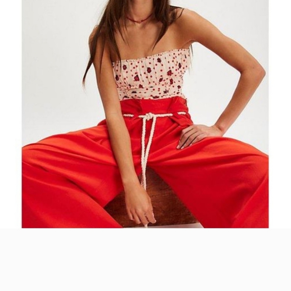 Free People Scottie printed tube top in Tea Combo
